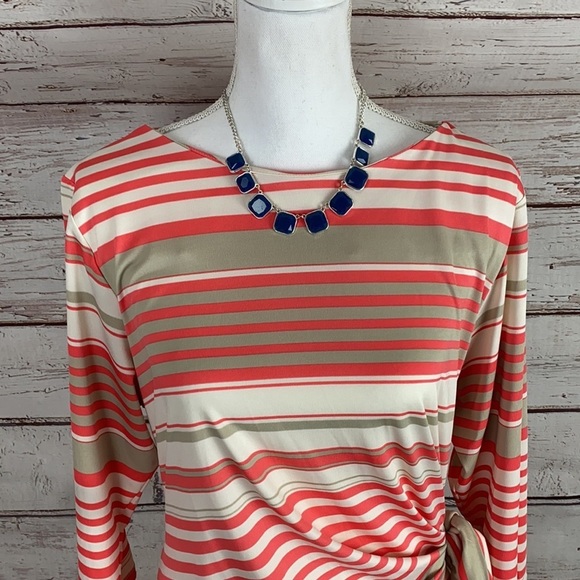 Shelby & Parker Coral Stripe Dress 2XL - Picture 2 of 11